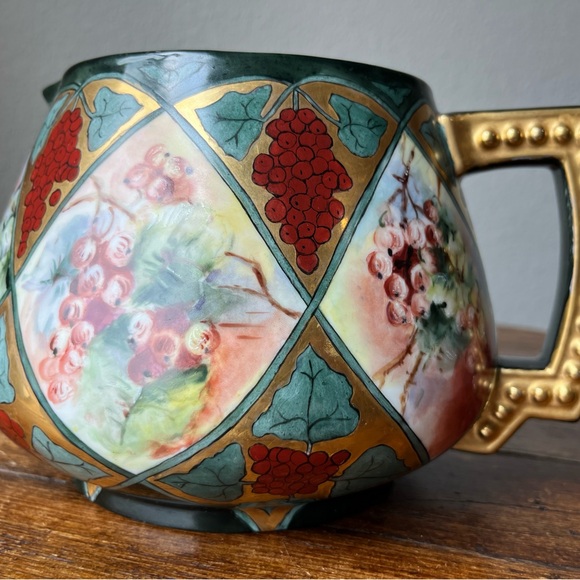 Antique JP Limoges France Handpainted Grape Motif Cider Pitcher - Picture 8 of 12